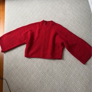 Jack by BB Dakota Womens Neck Yourself Pullover Crop Sweater Red S Bell Sleeves